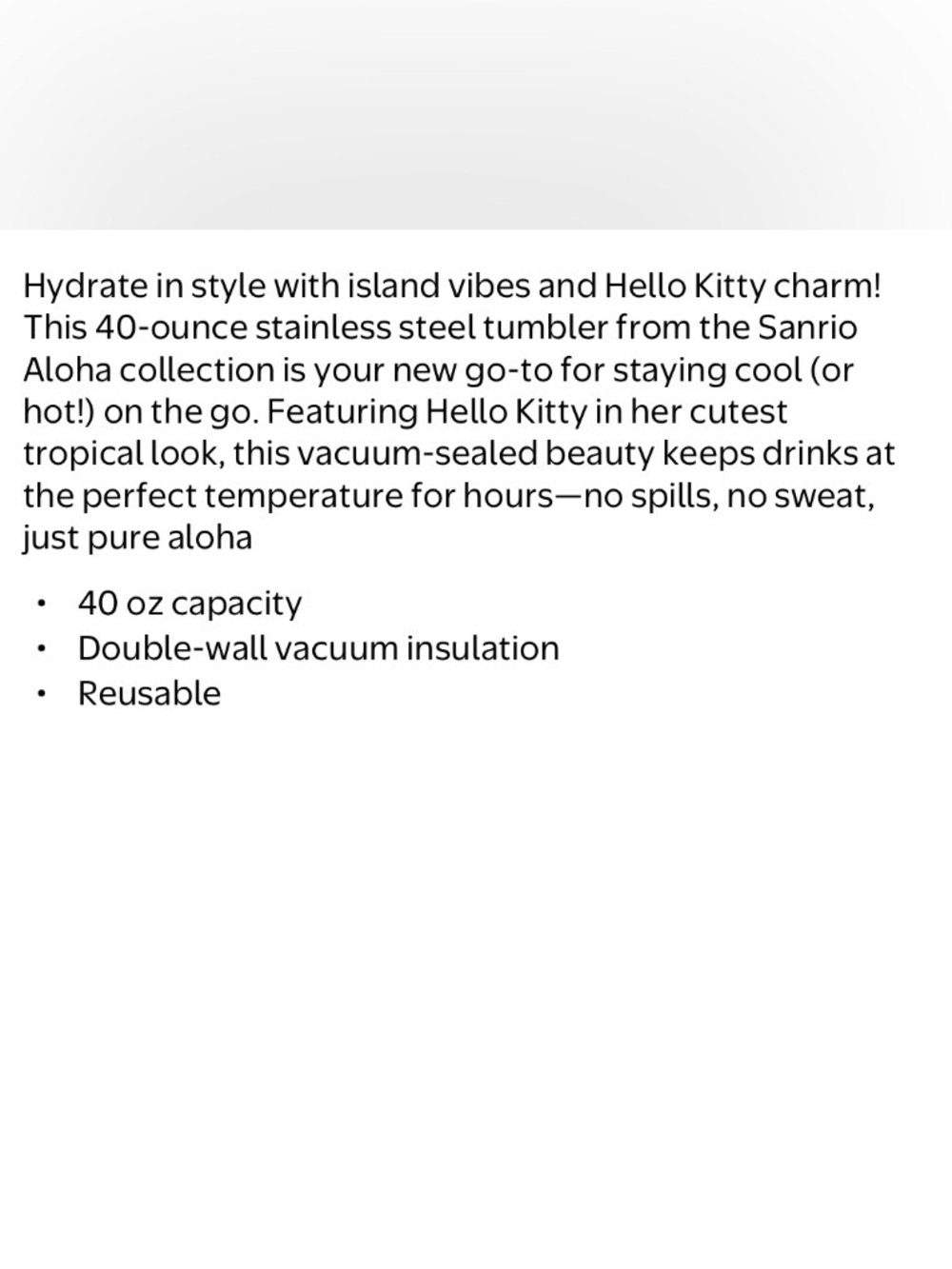 NWT Hello Kitty Pink Aloha Hawaii Travel Tumbler - Picture 4 of 4